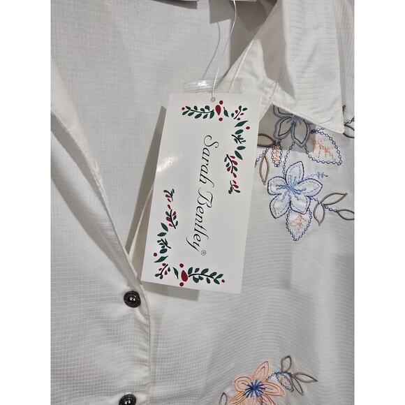 Sarah Bentley Ivory Floral Embroidered Button-Down Blouse NWT – Size XL - Picture 6 of 8